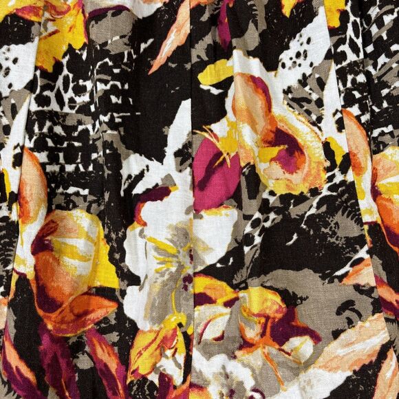 Christopher &‎ Banks Women's Skirt Sz 10 Linen Blend Midi Floral Pull On - Picture 4 of 10